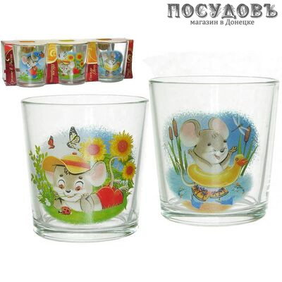 Коралл Мышки 1249/20, стакан низкий 250 мл, стекло, в упаковке 6 шт.