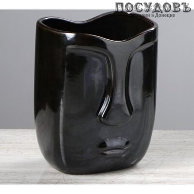 Evis Лицо 4233813, ваза, 190 мм, керамика, черный
