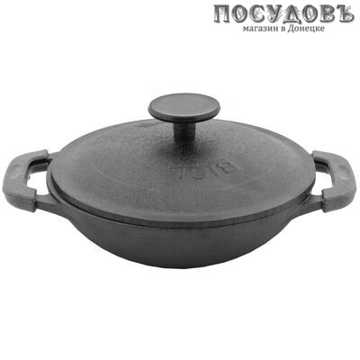 Биол WOK 18146Е сковорода вок порционная с крышкой, Ø140×44 мм, чугун литой, эмалированное покрытие