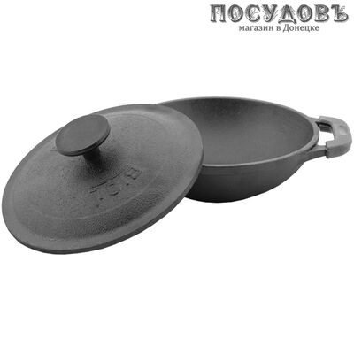 Биол WOK 18186Е сковорода вок порционная с крышкой, Ø180×49 мм, чугун литой, эмалированное покрытие