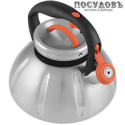 Aurora AU 625 чайник со свистком с крышкой, 3,0 л, сталь нержавеющая, цвет: сатин