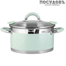 LARA Mint 02-543LR кастрюля с крышкой 4,4 л, Ø220 мм, сталь нержавеющая AISI 201, капсульное дно