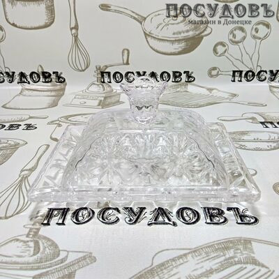 КНР SUG158 масленка с крышкой, 155×115×90 мм, стекло, в упаковке 2 пр.