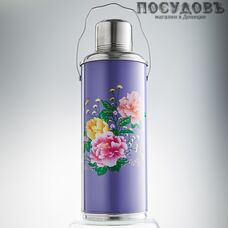 Webber 22020/3 термос с крышкой-стаканом, колба стеклянная 2000 мл, цвет фиолетовый с рисунком