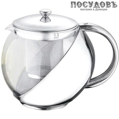 Webber BE-5568 чайник заварочный с фильтром, стекло термостойкое, 1100 мл, цвет стальной