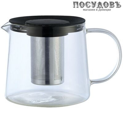 KING Hoff KH-4845 чайник заварочный с фильтром, стекло термостойкое, 1500 мл, черный