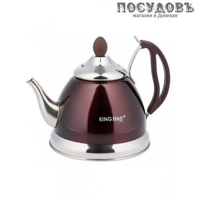 KING Hoff KH-3762 чайник заварочный, сталь нержавеющая, 1000 мл, цвет бордовый, красный, фиолетовый, синий