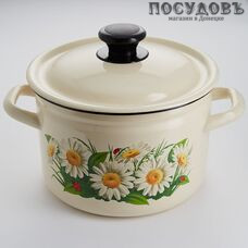 КМК 41704-122/6-У4 кастрюля с крышкой, слоновая кость, сталь эмалированная, 3,0 л, Ø200×118 мм, 2 пр.