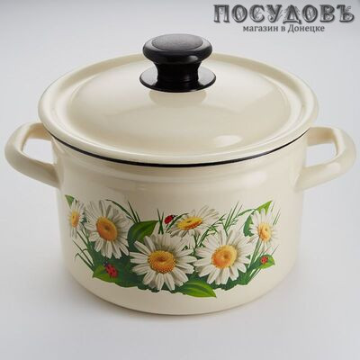КМК 41704-122/6-У4 кастрюля с крышкой, слоновая кость, сталь эмалированная, 3,0 л, Ø200×118 мм, 2 пр.