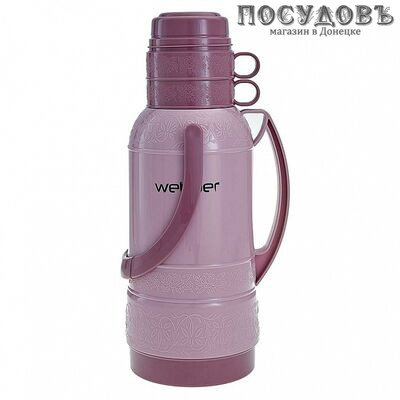 Webber 25032/5 термос с крышкой-стаканом, колба стеклянная 3200 мл, цвет бежево-розовый