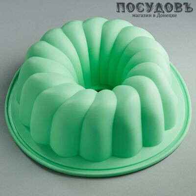 Alpenkok АК-6186S круглая форма для выпечки кекса, силикон, Ø200×60 мм, цвет зеленый