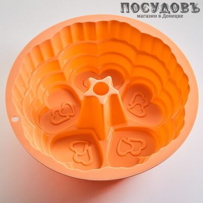 Alpenkok АК-6168S круглая форма для выпечки кекса, силикон, Ø245×80 мм, цвет персиковый
