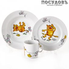 Добрушский фарфор Кошки-мышки 8с1477 набор детский, фарфор, Беларусь, в подарочной упаковке 3 пр.