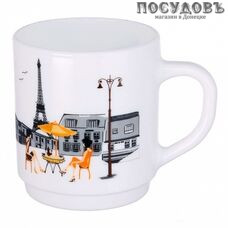 Luminarc Aime l7715-1 кружка, 290 мл, стекло упрочненное, белый с рисунком, Франция
