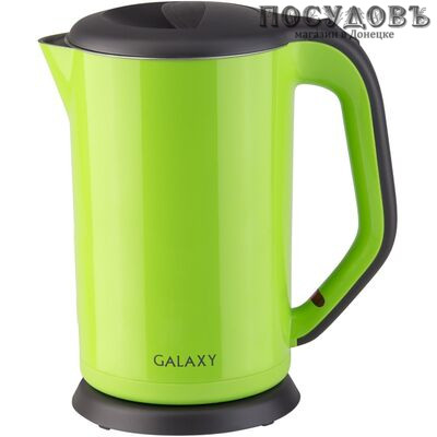 Galaxy GL0318 электрочайник, 2000 Вт, 1700 мл, двойной нержавейка/пластик, светодиод, цвет зеленый