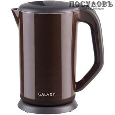 Galaxy GL0318 электрочайник, 2000 Вт, 1700 мл, двойной нержавейка/пластик, цвет коричневый