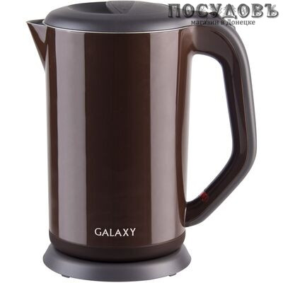 Galaxy GL0318 электрочайник, 2000 Вт, 1700 мл, двойной нержавейка/пластик, цвет коричневый