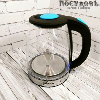 Blackton Bt KT1825G электрочайник, 1500 Вт, 1800 мл, стекло термостойкое, подсветка, черный