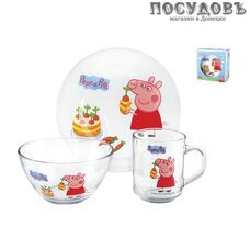 Коралл Свинка Пеппа Морковка 55029SETPP/4 набор детский, стекло, Россия, подарочная упаковка 3 пр.