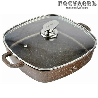 ZEIDAN Z-501028 жаровня с крышкой, 4,5 л, Ø280 мм, алюминий литой, гранитное покрытие Gravell