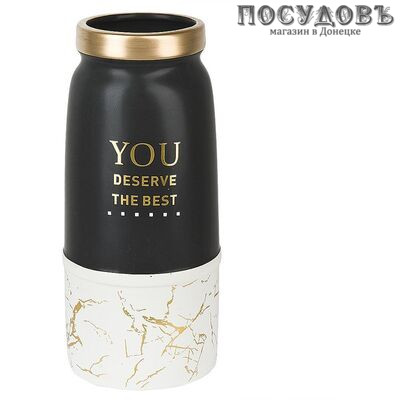 Arthouse Мрамор 120038, ваза, 280 мм, фарфор, черный графит