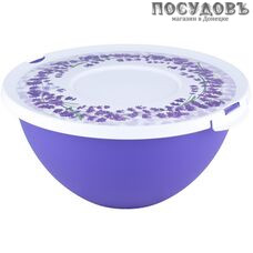Полимербыт Лаванда 4335708/4135708 миска с крышкой, полипропилен, 4,0 л, Ø290×133 мм, лавандовый