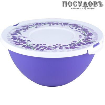 Полимербыт Лаванда 4335708/4135708 миска с крышкой, полипропилен, 4,0 л, Ø290×133 мм, лавандовый