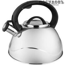 Webber BE-0524 чайник со свистком, 3 л, сталь нержавеющая, цвет: зеркальный