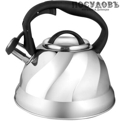 Webber BE-0525 чайник со свистком, 3 л, сталь нержавеющая, цвет: сатин, 1 шт.