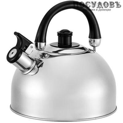 Webber BE-0527 чайник со свистком, 3,5 л, сталь нержавеющая, цвет: сатин, 1 шт.