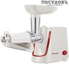 Аксинья КС-2002 мясорубка электрическая с насадками 2000 Вт 1 скорость, реверс есть, 1.7 кг/мин, корпус пластик, цвет белый с красным