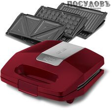 HOLT HT-SC-005 мультипекарь 3 в 1, 700 Вт, 3 вида сменных пластин, цвет красный металлик