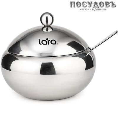 Сахарница LR08-36 SS LARA с ложкой 560мл, сталь, крышка из полированной стали