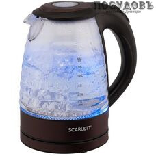 Scarlett SC-EK27G97 электрочайник, 2200 Вт, 1700 мл, стекло термостойкое, цвет шоколад