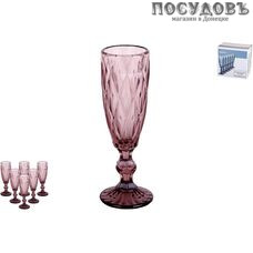 Коралл Тебриз фиолетовый GB2604D2805LJ, фужер для шампанского 150 мл, стекло, 6 шт.