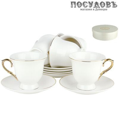 Коралл Золотой Лёд VZLC набор чайный, фарфор 12 пр.