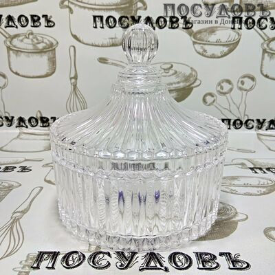 КНР TF509 конфетница с крышкой, стекло, Ø150×h160 мм, в упаковке 2 пр.