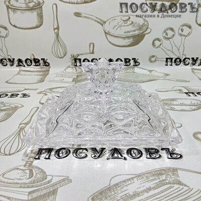 КНР HD-SUG158 масленка с крышкой, 155×115×90 мм, стекло, в упаковке 2 пр.