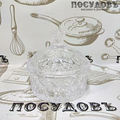 КНР 401-2 сахарница с крышкой, Ø105×95 мм, стекло, в упаковке 2 пр.