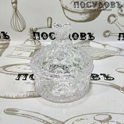 КНР HD-SUG168 сахарница с крышкой, Ø80×90 мм, стекло, в упаковке 2 пр.