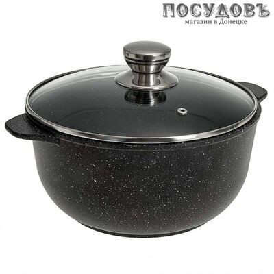 Гардарика Орион 1706-04-10 кастрюля с крышкой 6,0 л, алюминий литой, мраморное покрытие