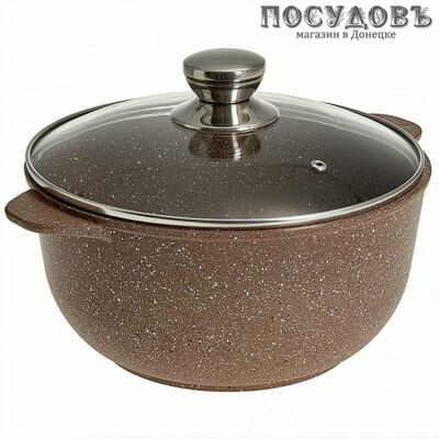 Гардарика Алтай 1706-07-10 кастрюля с крышкой 6,0 л, алюминий литой, мраморное покрытие
