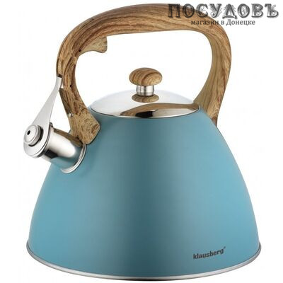 Klausberg KB-7263 чайник со свистком, 3,0 л, сталь нержавеющая, голубой