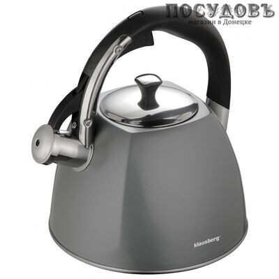 Klausberg KB-7411 чайник со свистком, 2,2 л, сталь нержавеющая, капсульное дно, цвет серый