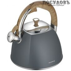 Klausberg KB-7501 чайник со свистком, 3,0 л, сталь нержавеющая, серый