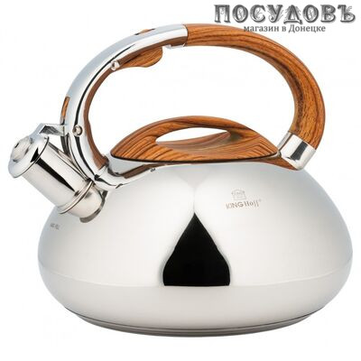 KING Hoff KH-3274 чайник со свистком, 3 л, сталь нержавеющая, цвет: зеркальный, 1 шт.