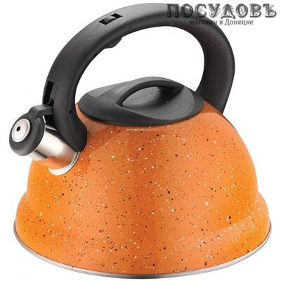 KING Hoff KH-3787 чайник со свистком, 3 л, сталь нержавеющая, цвет: оранжевый, белый, зеленый, бронзовый, 1 шт.