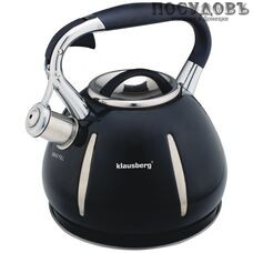 Klausberg KB-7051 чайник со свистком, 3 л, сталь нержавеющая, цвет: черный, бежевый, 1 шт.