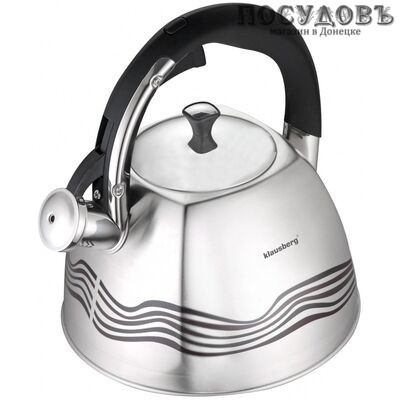 Klausberg KB-7099 чайник со свистком, 3,0 л, сталь нержавеющая, капсульное дно