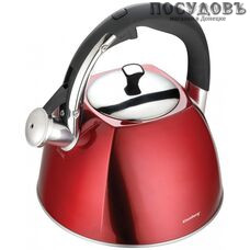 Klausberg KB-7258 чайник со свистком, 3 л, сталь нержавеющая, цвет: красный рубин, 1 шт.